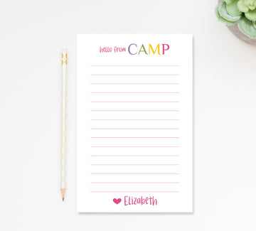 Personalized Camp Stationery Notepad, Simple and Playful Notepad for Kids, Custom Camp Letters from Her Him, Notepad Stationery Under 25