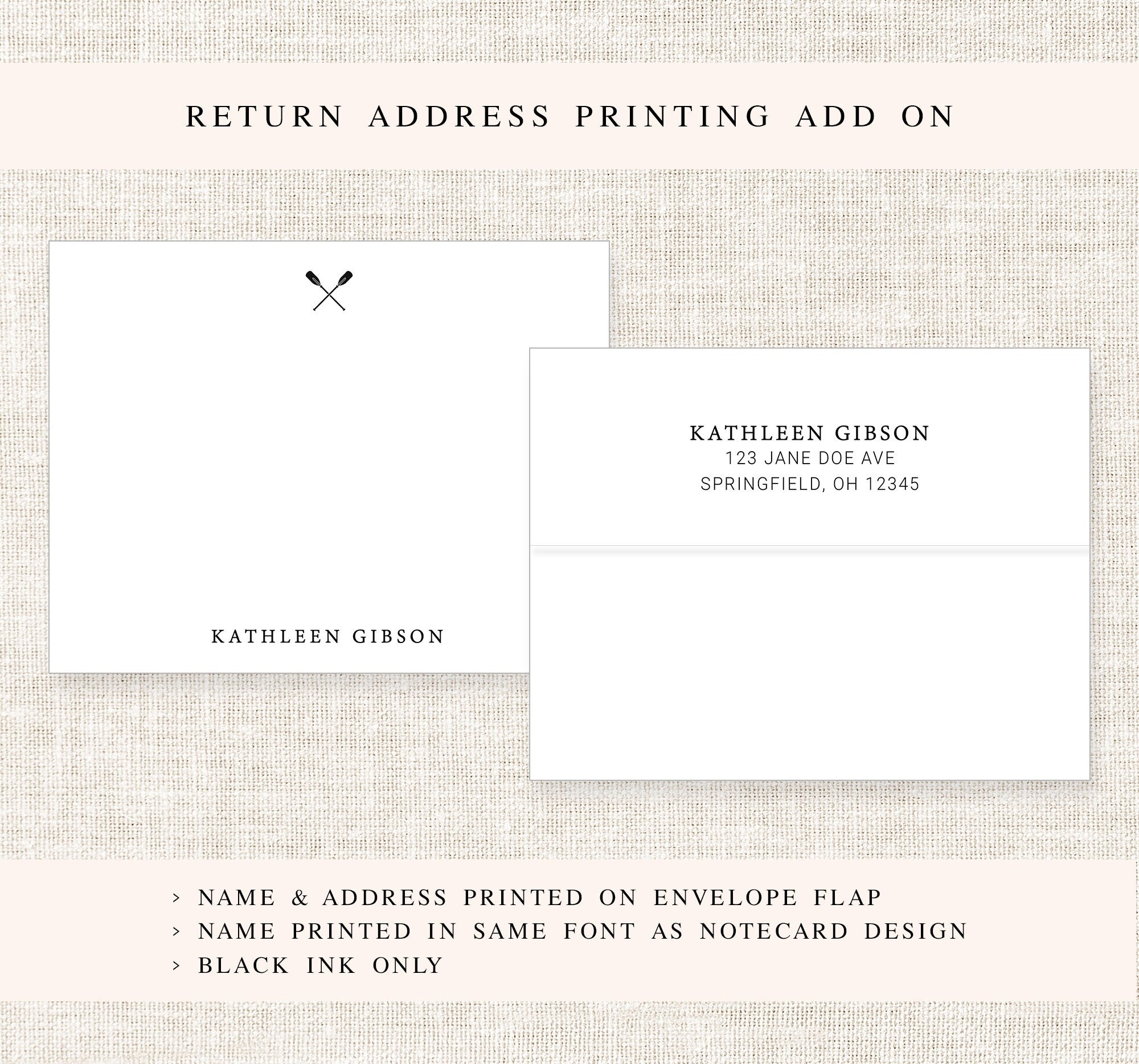 Personalized Stationery Notecards with Rowing Oars, Personalized Graduation Gift for Rowers, Oars Modern Stationery Flat Cards with Envelope