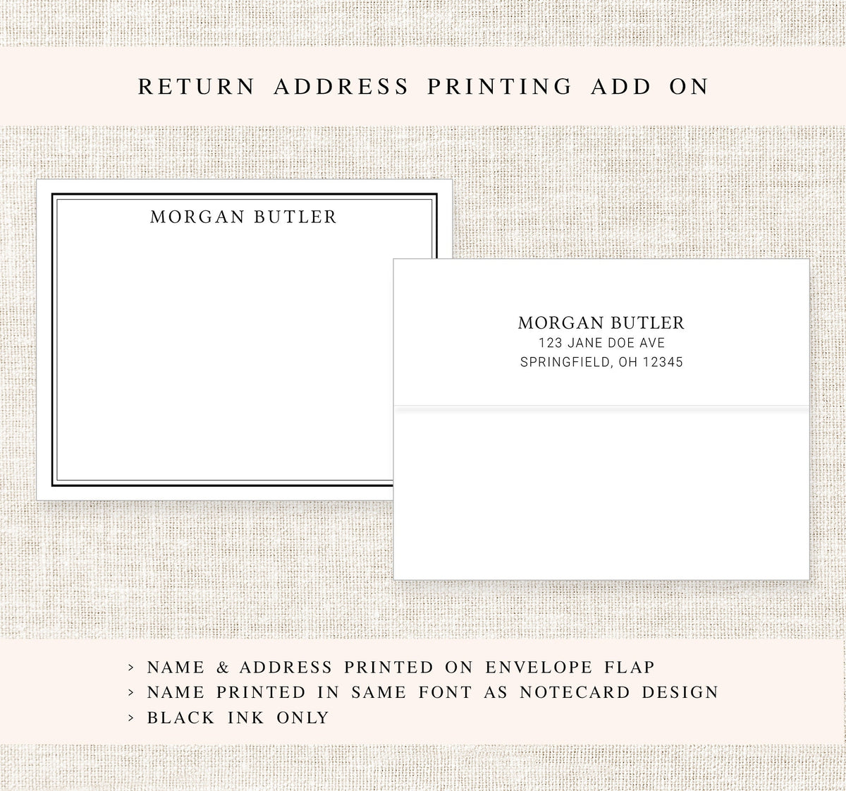 Personalized Modern Stationary Notecards with Border, Customized Graduation Thank you , Bordered Modern Stationery Gift, Correspondence Card