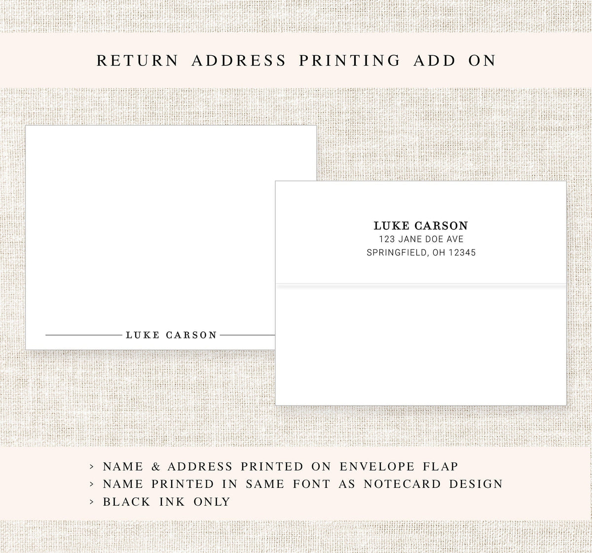 Personalized Modern Stationary for Him Her, Stationery Card for Business, Minimalist Notecard for Work, Stationary with Lines and Envelope