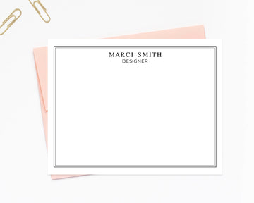 Double Bordered Personalized Stationery Note Cards, Modern Stationary Design, Thank you Flat Cards, Personalized Notecards, Gift for Family