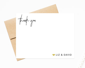 Personalized Stationery for Couple with Heart, Envelopes, Thank You Personal Stationary, Modern Thank You Card Gift Set, Newlywed Stationary