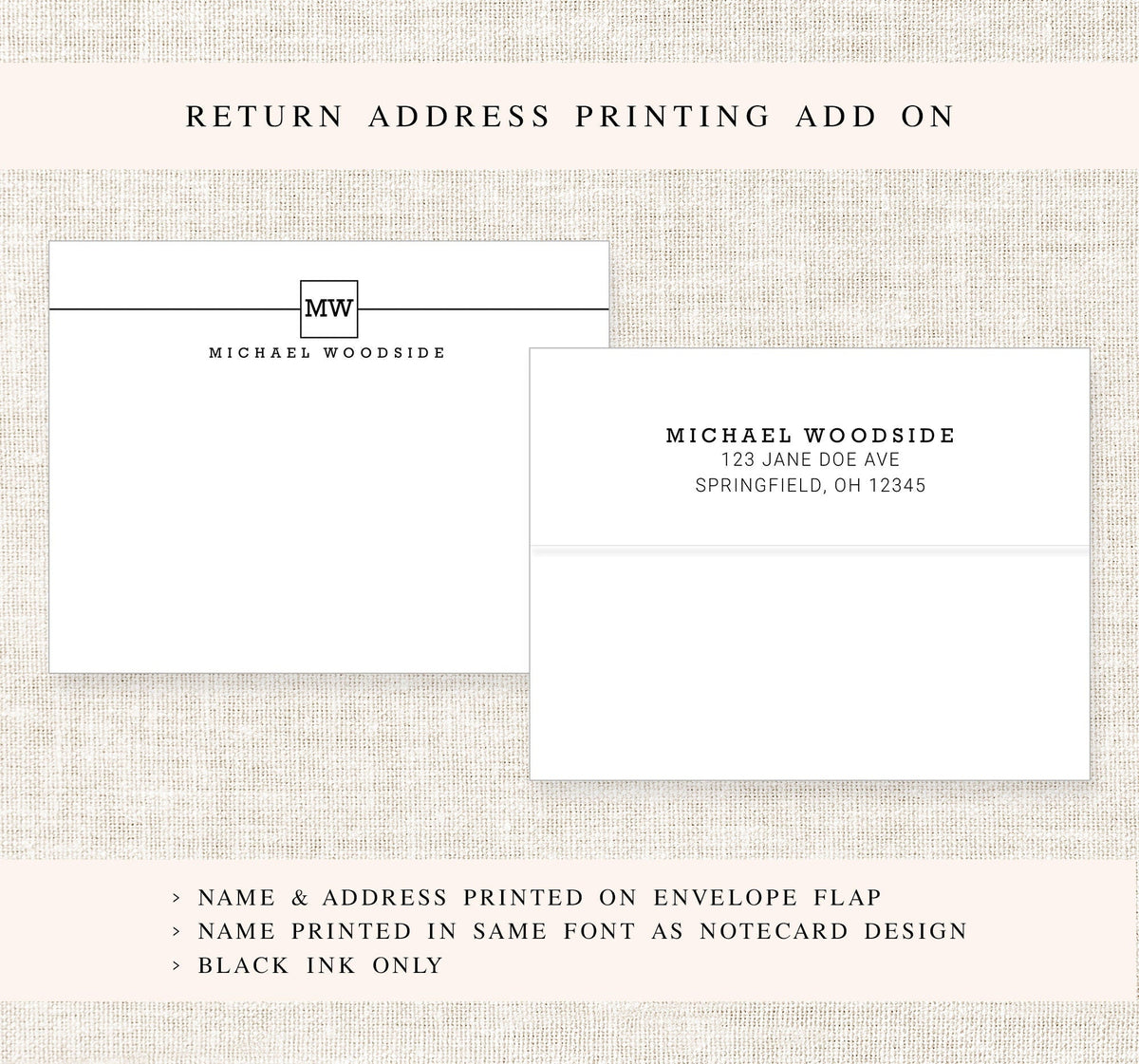 Personalized Monogram Stationery Card Set, Monogram Stationary Card, Stationery Gift For Business, Thank you Notecards for Men for Women