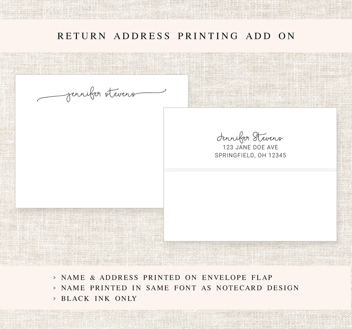 Script Personalized Stationery Cards set, Flat Notecards, Personalized Stationary Card Set Flat Note Cards and Envelopes, Flat Cards