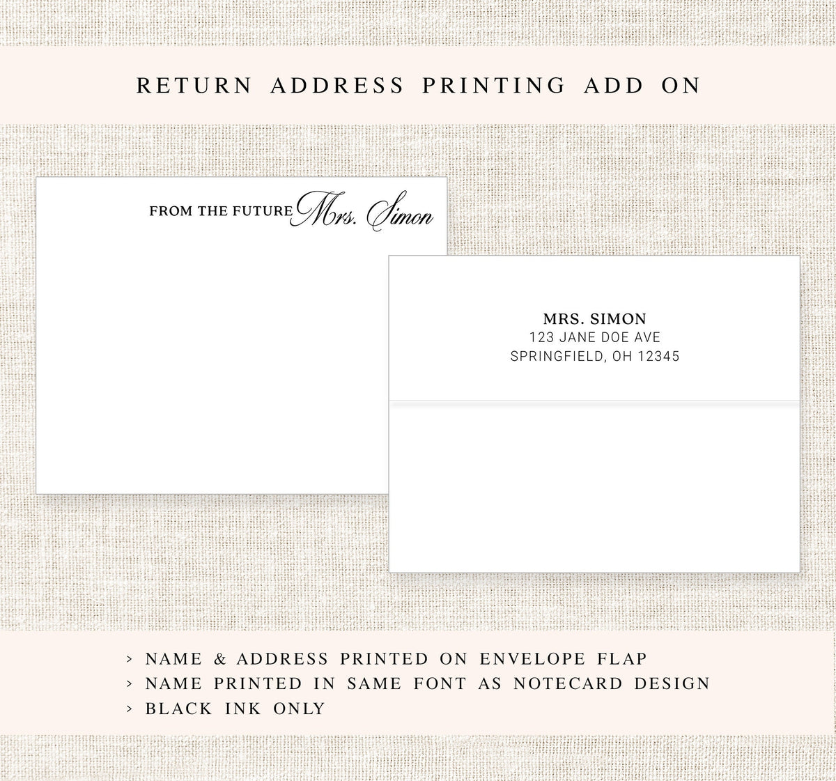 Bridal Stationery, Elegant Future Mrs. Personalized set, Future mrs card, Card and Envelope, Calligraphy Stationary for Women, Notecards