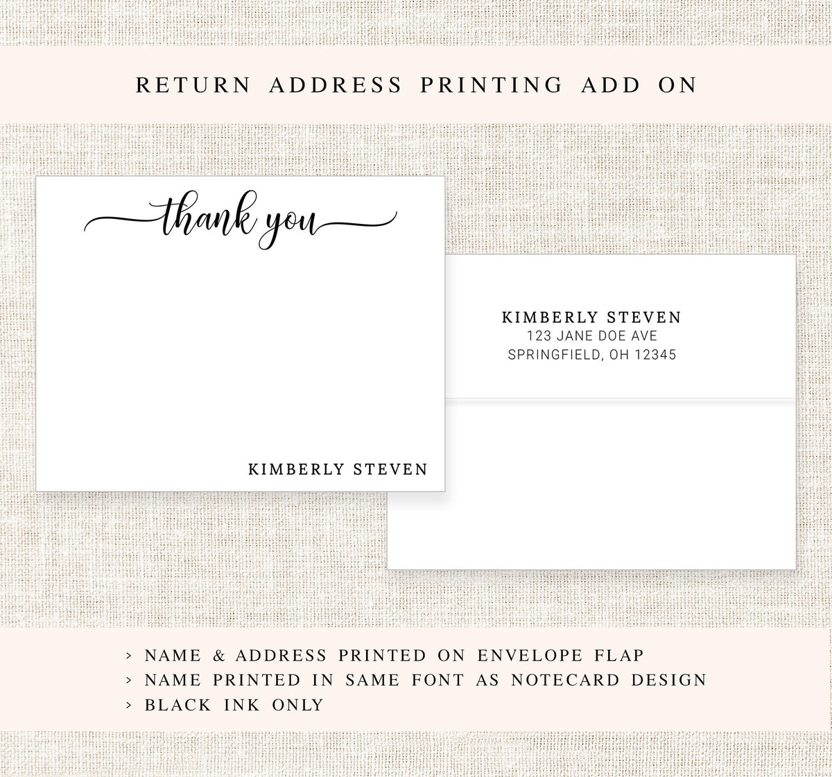 Thank You Personalized Stationery Gift Set, Stationary Flat Cards with Envelopes, Personalized Stationary Notes, Thank You Note Cards