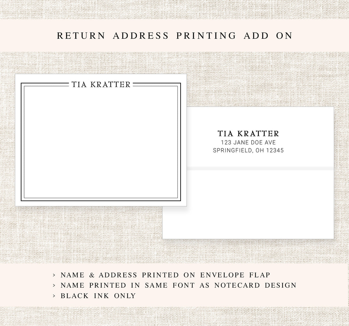 Modern Personalized Stationery Note Cards with Double Border, Small Business Stationery, Thank you Flat Cards, Personalized Letter for Notes