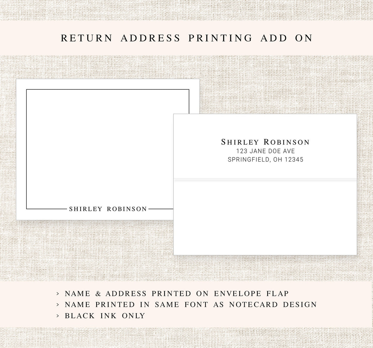 Bordered Personalized Stationery, Simple Modern Stationary Note Cards, Thank you Flat Cards, Personalized Notecards, Gift for Him, for Her