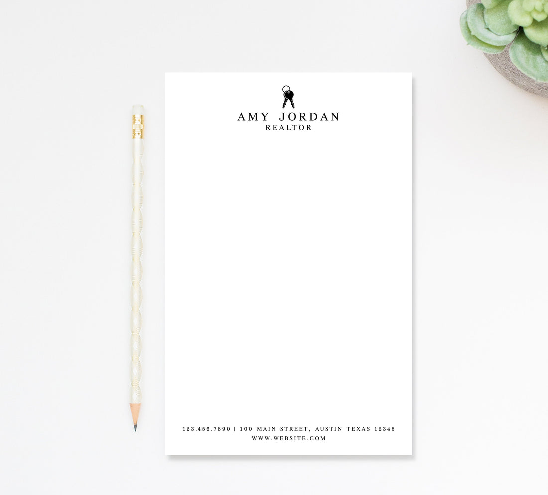 Personalized Notepad for Realtor Agent, Custom Real Estate Business Notepad with Phone Number and Email Address, Notepad Stationery Under 25