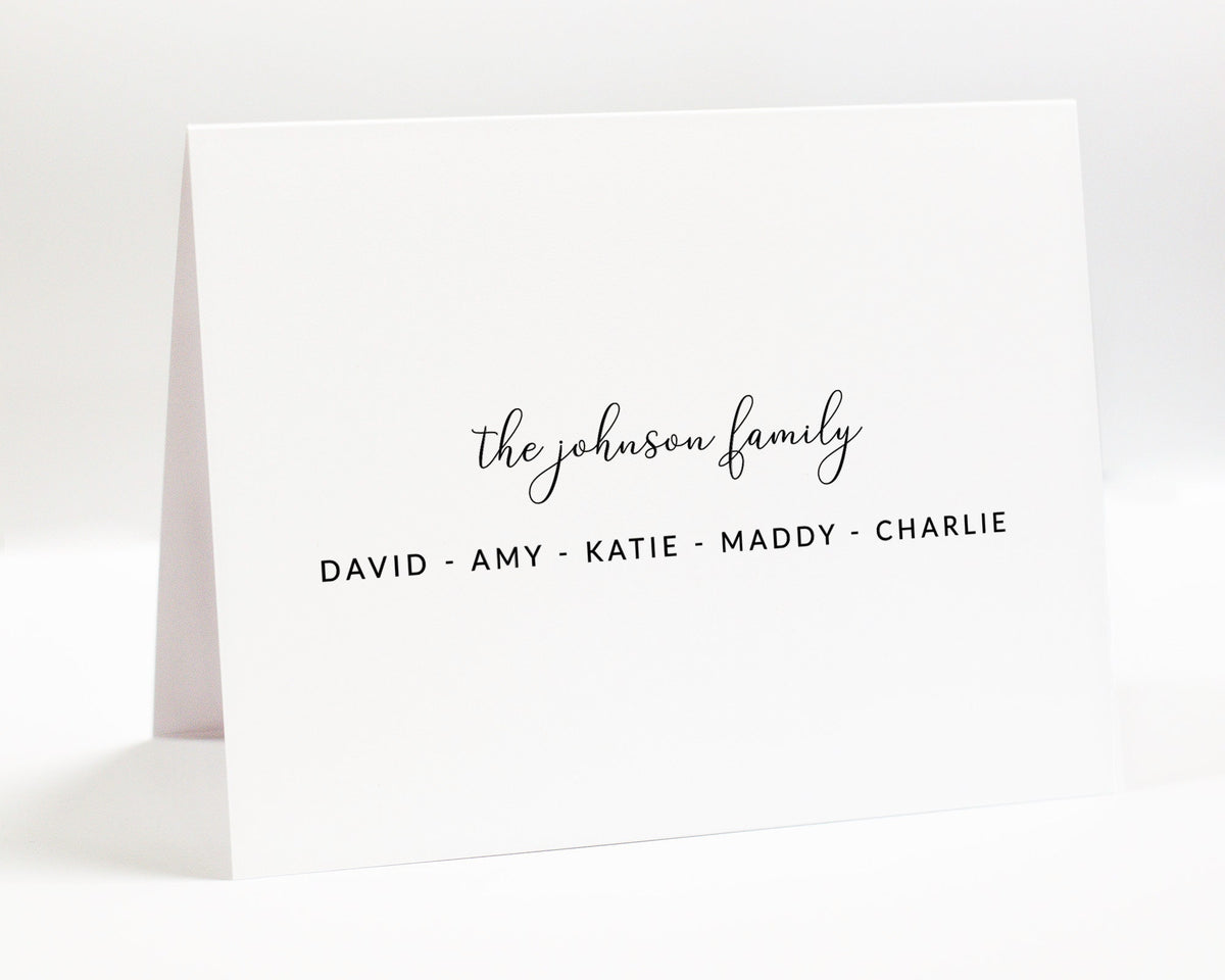 Personalized Folded Family Note Card And Envelope, Greeting Note, Custom Couples Thank you Wedding Gift Card Stationery, Folded Stationary