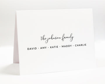 Personalized Folded Family Note Card And Envelope, Greeting Note, Custom Couples Thank you Wedding Gift Card Stationery, Folded Stationary
