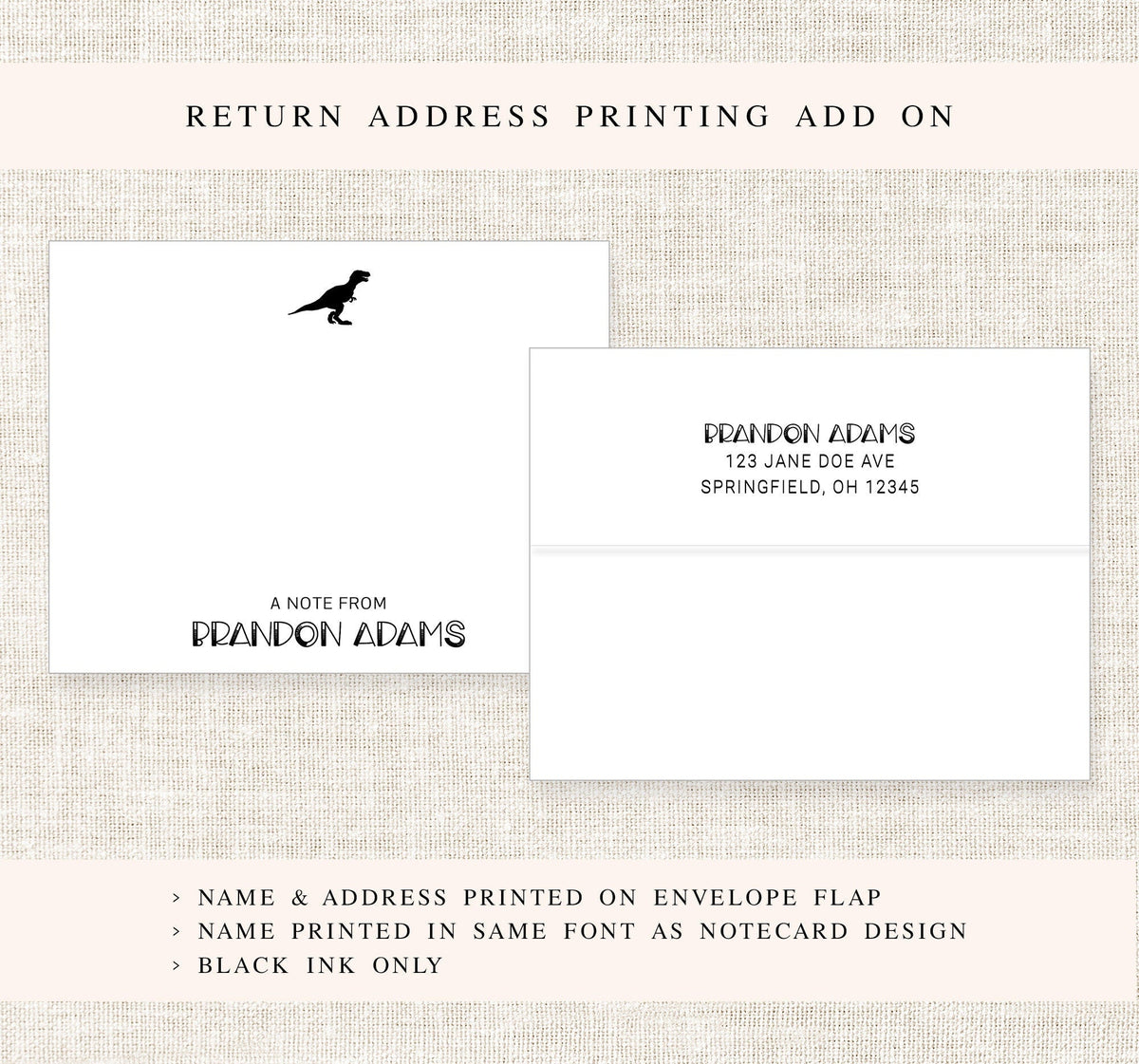 Personalized T-Rex Kids Stationery for Boys with Envelopes, Dinosaur Stationary Notecards for Him, Stationary Gift Set, Dino Stationery Card