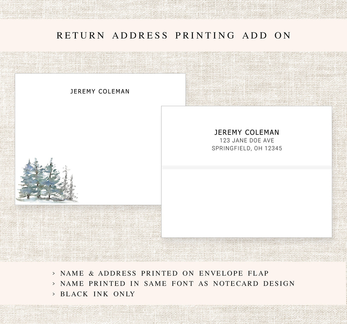 Personalized Evergreen Stationery for Men Women, Personalized Gifts For Dad Mom Birthday, Holiday Business Note Cards Stationary Set