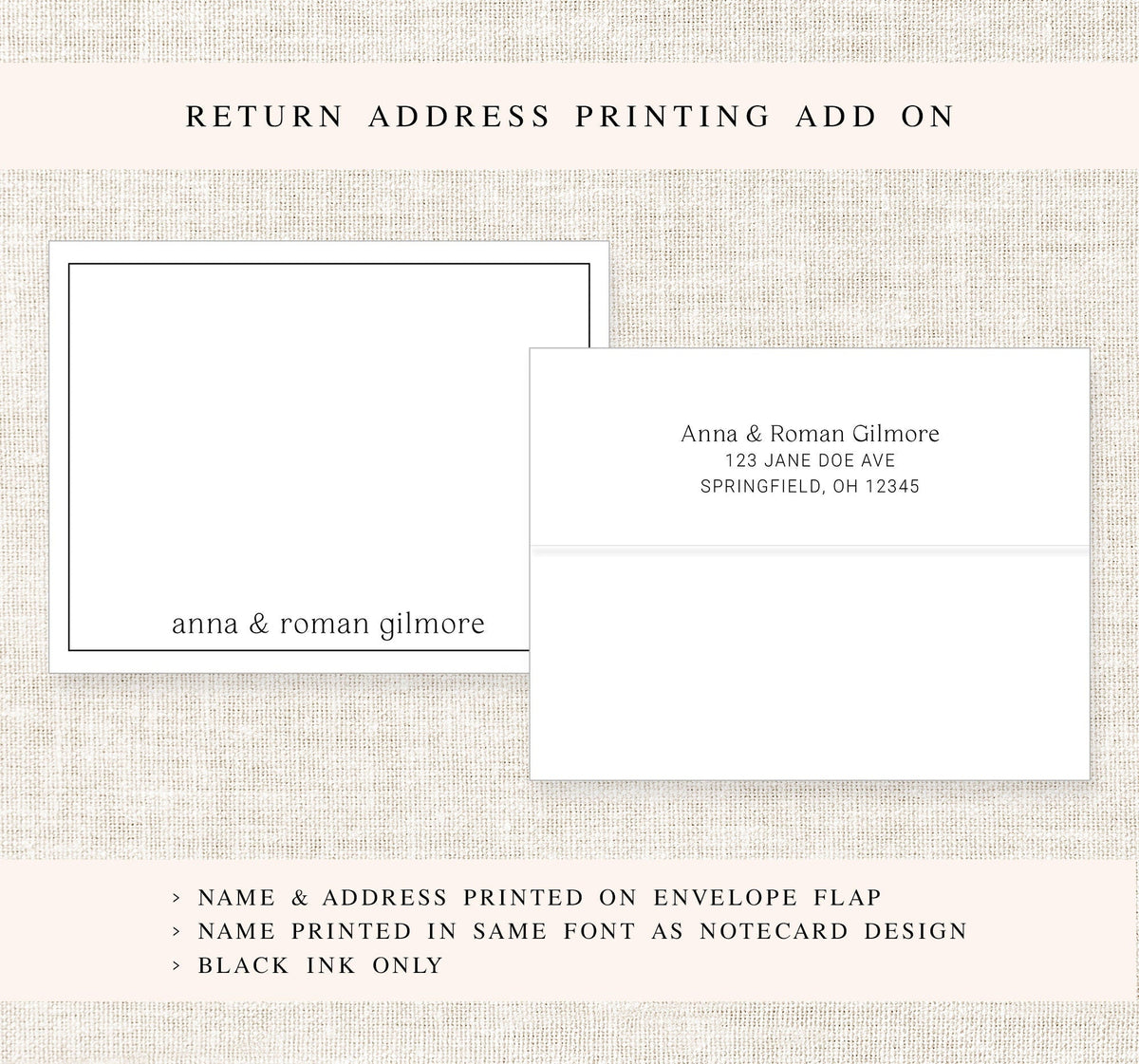 Modern Personalized Cards Set for Couples, Personalized Stationary Card Set and Envelopes, Anniversary Paper Gift, Personalized Notecard