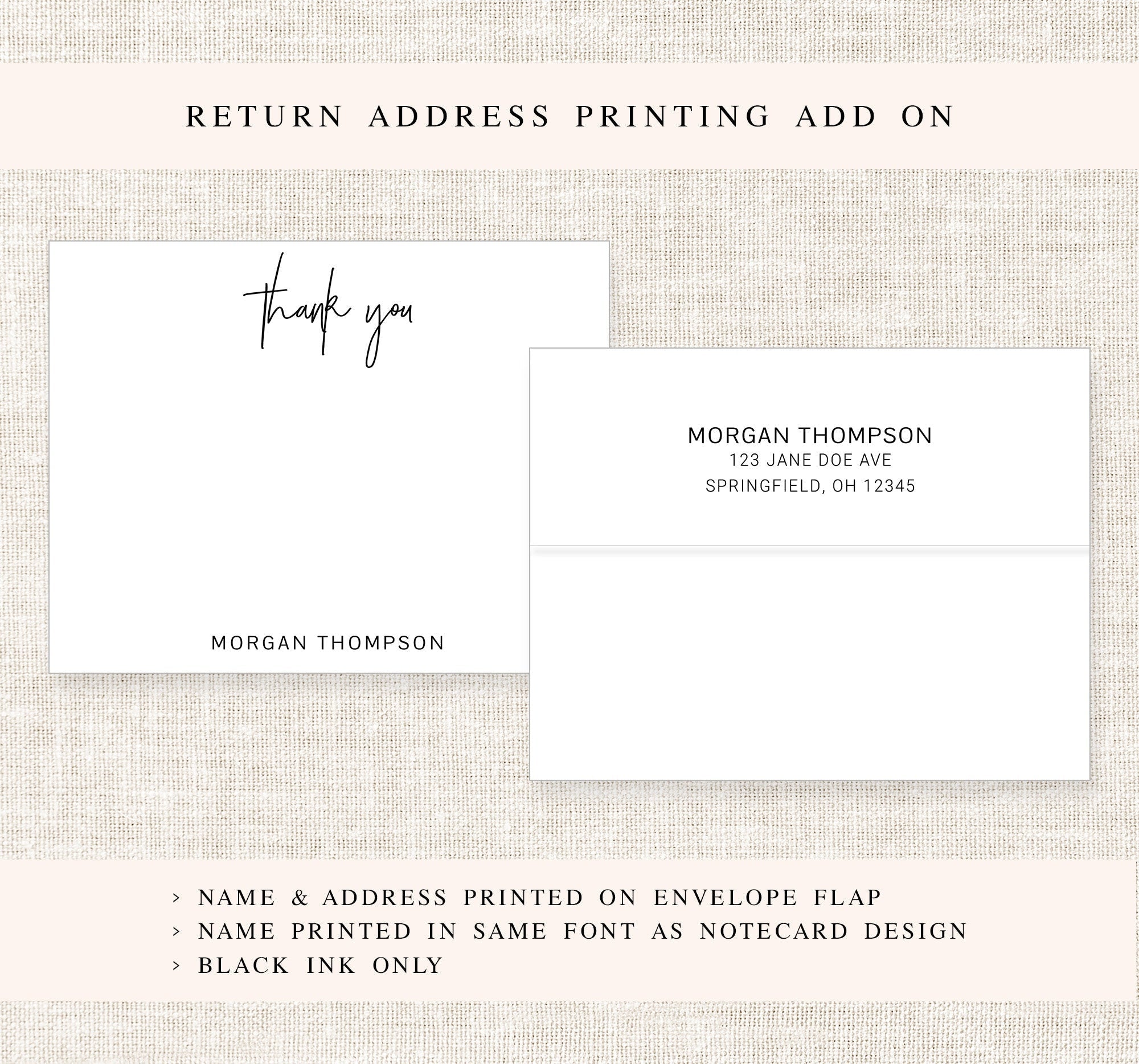 Personalized Stationary, Simple Thank You Card For Wedding, Modern Greetings Note Card for Event, Thank you Stationery Cards with Envelopes