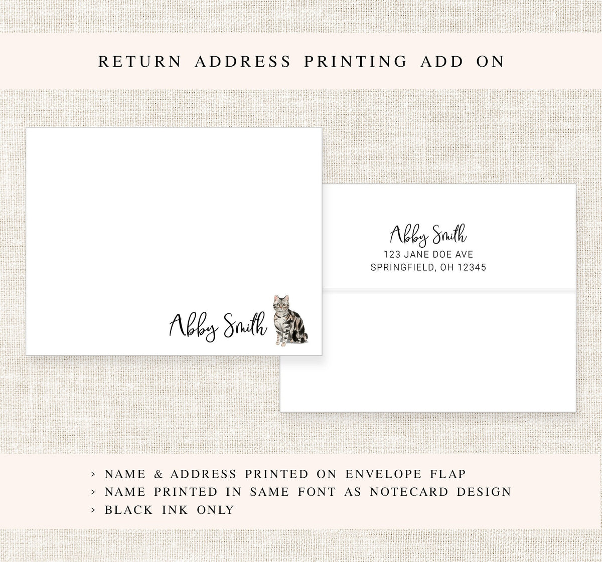 Personalized Cat Note Cards Stationary Gift for Her, Custom Notecard Stationary Set, Teacher Stationery with Envelopes, Cat Stationery Cards