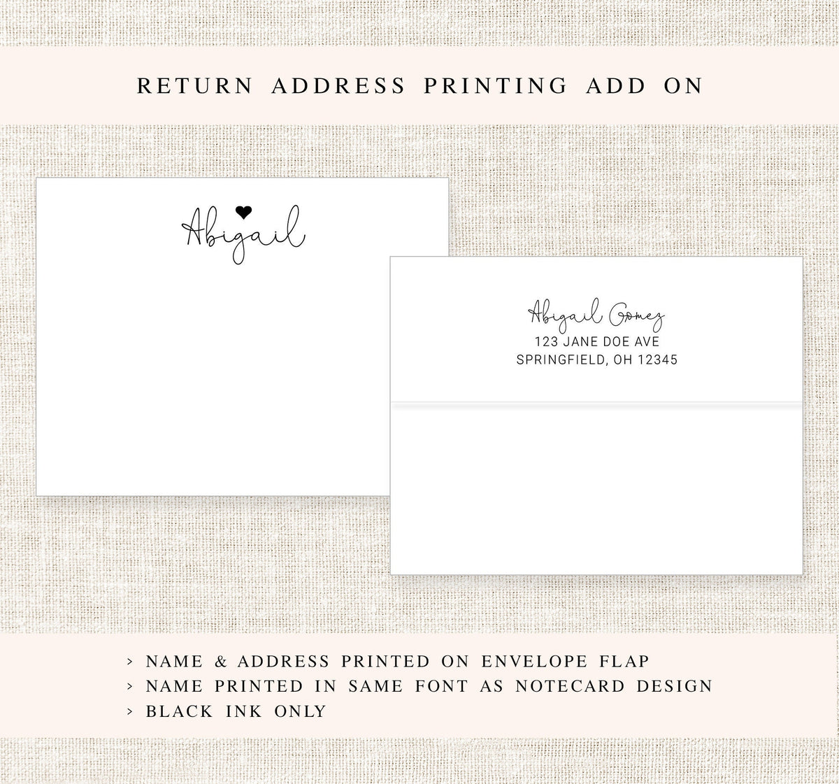 Personalized Stationary Gift Set with Heart, Simple Stationary Gift for Her, Personalized Thank You Cards With Return Address Envelopes