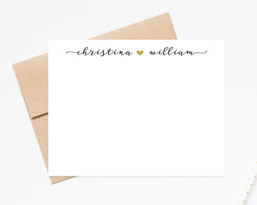 Personalized Stationary Gift for Couple, Heart Stationery with Envelopes, Thank You Stationary, Modern Thank You Card Set, Newlywed Notecard