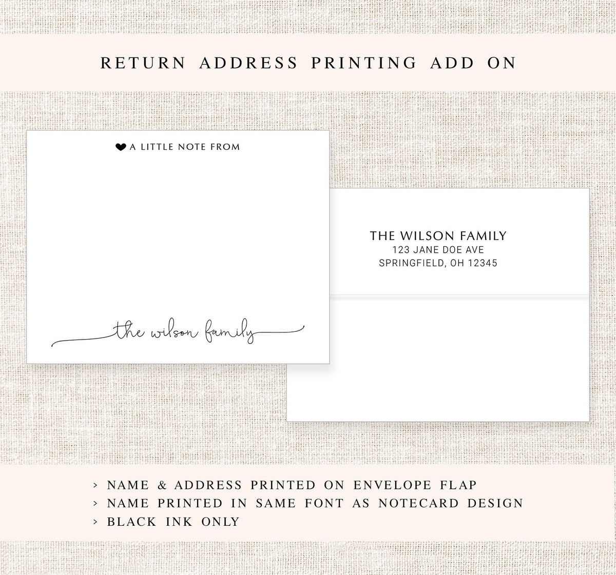 Personalized A Note From Script Stationery Cards set, Flat Notecards, Personalized Stationary Card Set Flat Note Cards and Envelopes