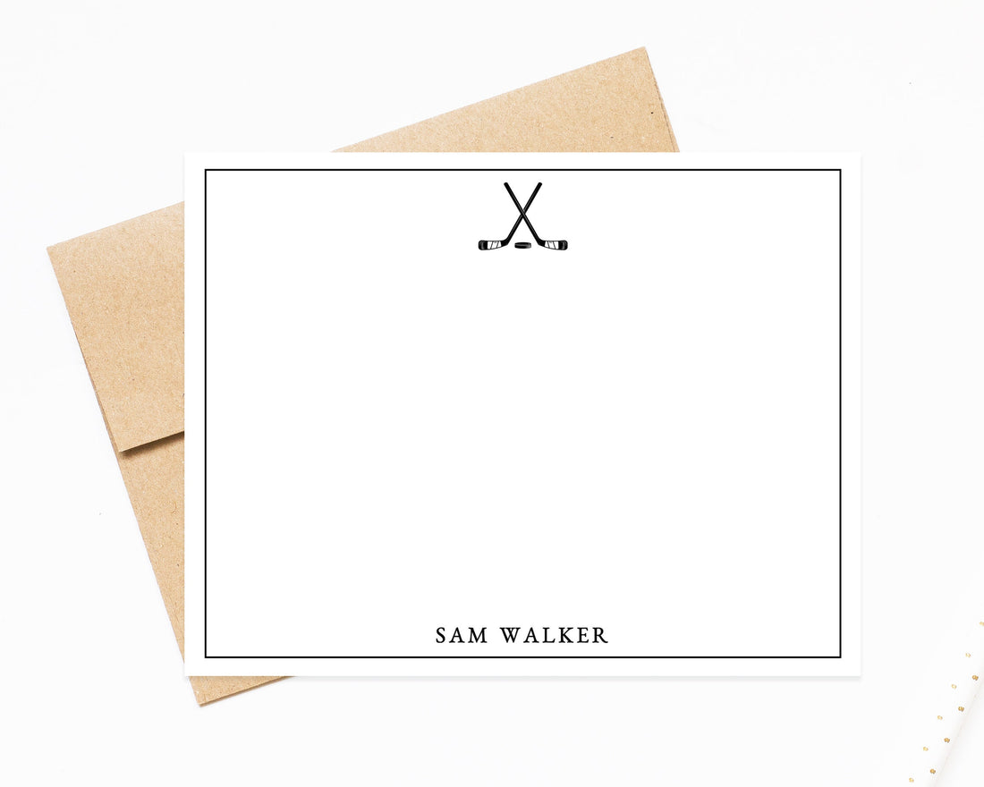 Personalized Hockey Stationery For Men Women, Stationary Note Cards Set, Personalized Stationary for Husband for Wife, Gifts under 25