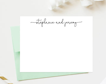Script Personalized Cards Set for Couples, Flat Notecards, Personalized Stationary Card Set Flat Note Cards and Envelopes, Flat Cards