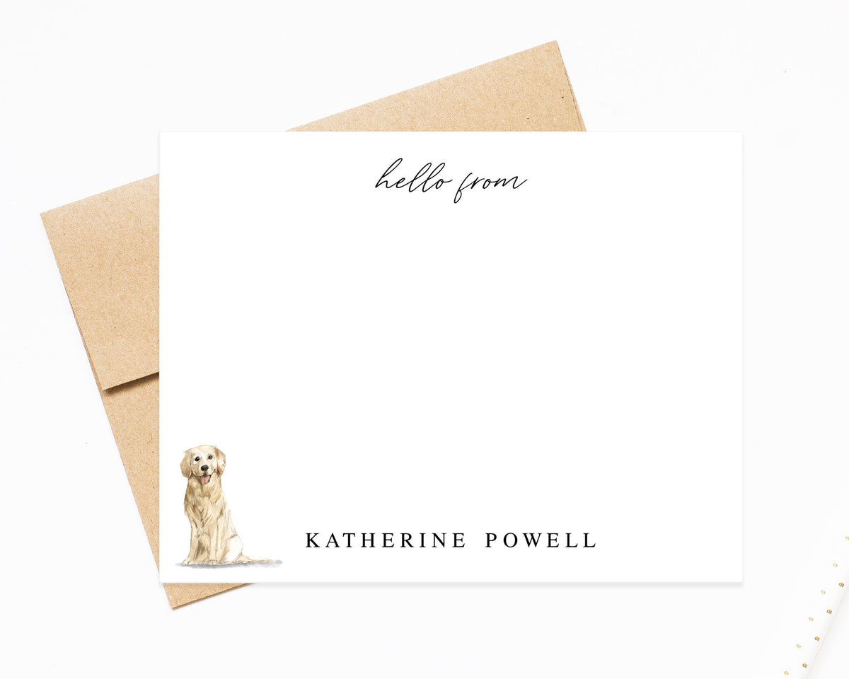 Personalized Golden Retriever Stationary with Envelope, Family Notecards Stationary, Custom Handmade Stationery, Letter Writing Note Gift