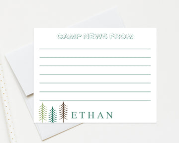 Personalized Camp Stationery For Boys, A Note From Camp Stationary with Lines, Letters from Camp Notes, Thank You Cards Stationery for Kids