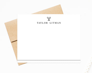 Tennis Racket Personalized Stationery Note, Preppy Stationary For, Royal Tennis Thank you Cards, Personalized Notecards, Gift for Family