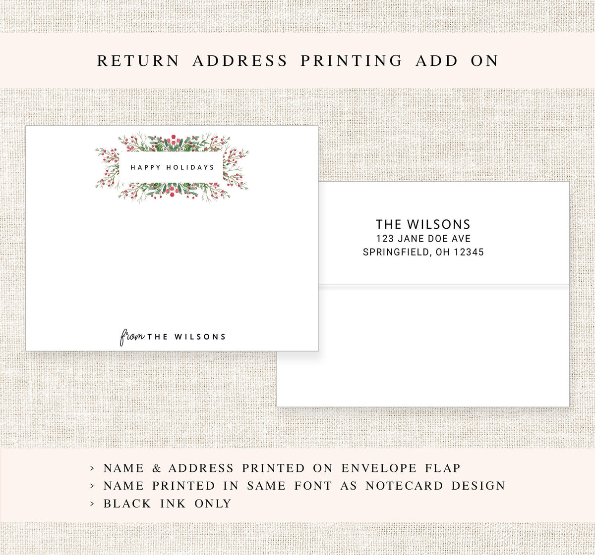 Holiday Note Cards set For Family, Holiday Card Set, Small Holiday Notecards, Quick Stationery, Personalized Note Cards with Envelopes