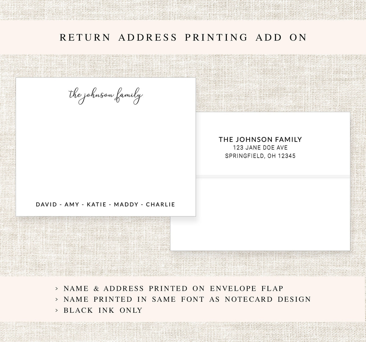 Personalized Stationary for Family, Custom Stationery for Family NoteCards, Anniversary Couples Gift, Simple Family Correspondence Cards