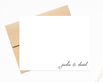 Couple Elegant Script Personalized Stationery Cards set, Flat Notecards, Personalized Stationary Card Set Flat Cards Cards and Envelopes