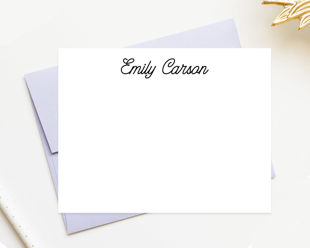 Personalized Script Notecard Stationery with Envelopes, Personal Stationary Card, Gift for Her, Flat Note Card, Simple Stationery Design