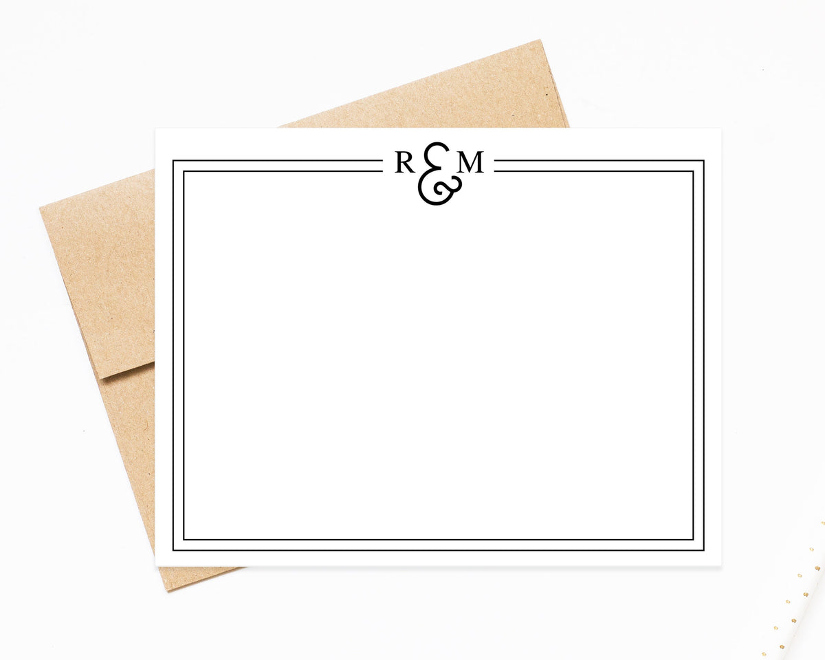 Personalized Monogrammed Stationary with Borders, Monogram Stationary Couple, Personalized Gift For Friend, Monogram Gifts For A Couple