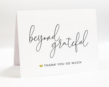 Personalized Folded Thank you for Wedding, Beyond Grateful Greeting Cards, Simple Notecard Blank Inside, Set of 10 Cards + 10 Envelope