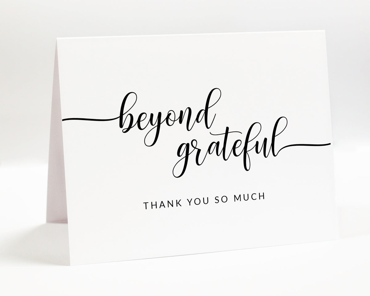 Beyond Grateful Thank you Cards, Thank you Letter for All Events, Simple Beyond Grateful Greeting Blank Inside, Set of 10 Card + 10 Envelope