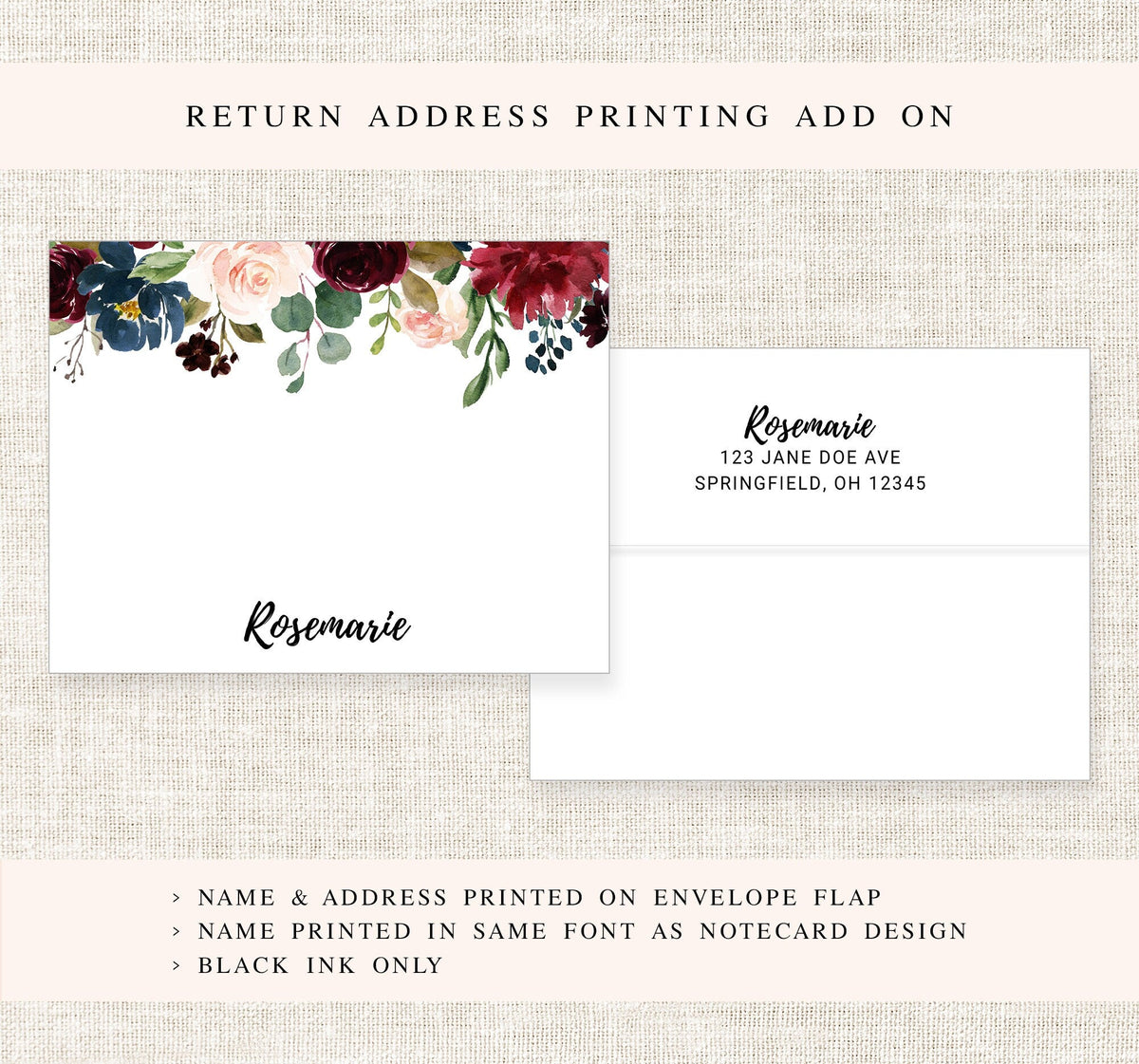 Personalized Stationary, Personalized Notecards Watercolor Stationery For Letters, Flat Personalized Note Cards With Envelopes