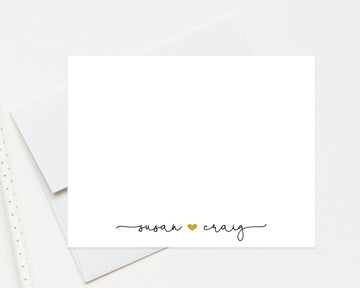 Personalized Stationary with Script Font, Bridesmaid Stationery, Elegant Thank You Notecards For Couples, Custom Family Thank you Note