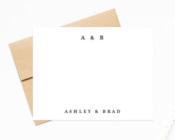 Personalized Elegant Script Stationery Set for Couples, Classic Wedding Thank You Cards with Initials, Card Gift For Couples Anniversary