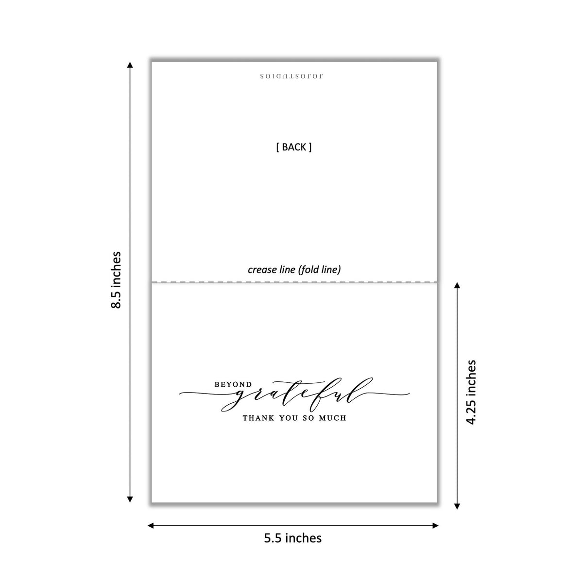 Personalized Beyond Grateful Folded Thank You So Much, 10 Folded Script Thankful Cards with Envelopes, Simple Notecard Blank Inside for Note