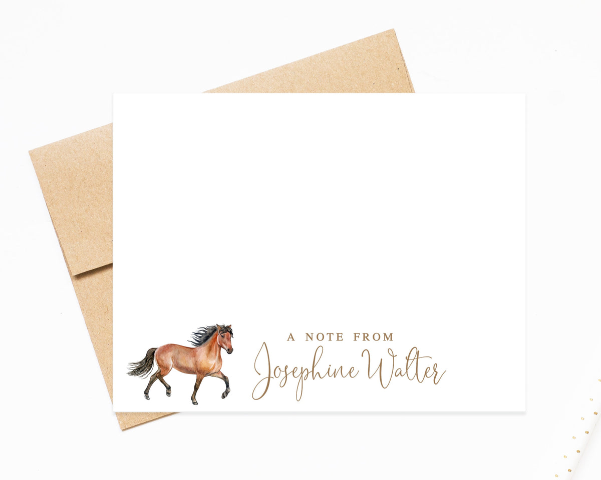 Personalized Horse Stationary, Note Card Stationery Set, Card with Horse, Personalized Gift Card Pack, Custom Thank You Note, Letter Writing