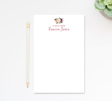 Personalized Floral Notepad, Floral Notepad with Flowers, Custom Gift, Personalized Notepads for Her, Woman's Notepad, Customized Notepad