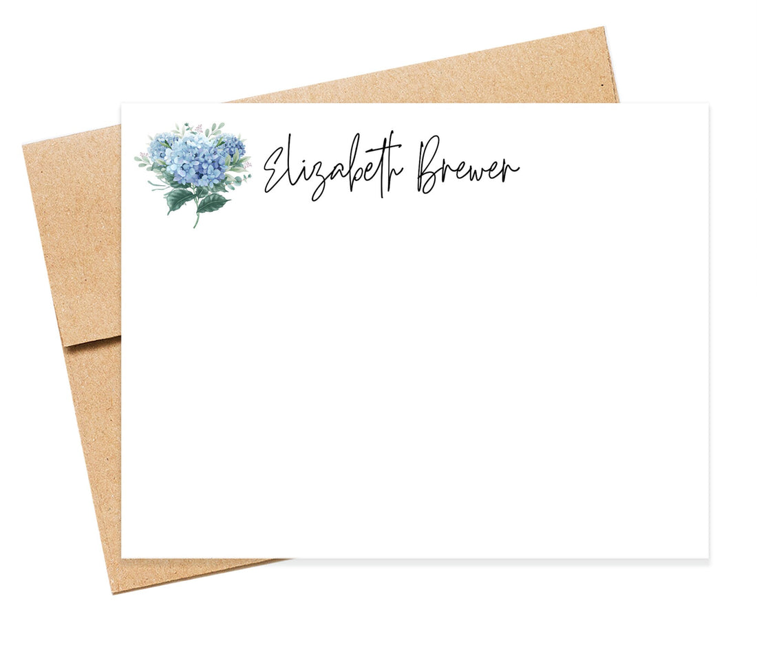 Personalized Hydrangea Stationary Notes, Simple Thank You Card with Envelopes, Gifts for Wife, Personalized Notepad For Teacher Gift