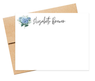 Personalized Hydrangea Stationary Notes, Simple Thank You Card with Envelopes, Gifts for Wife, Personalized Notepad For Teacher Gift