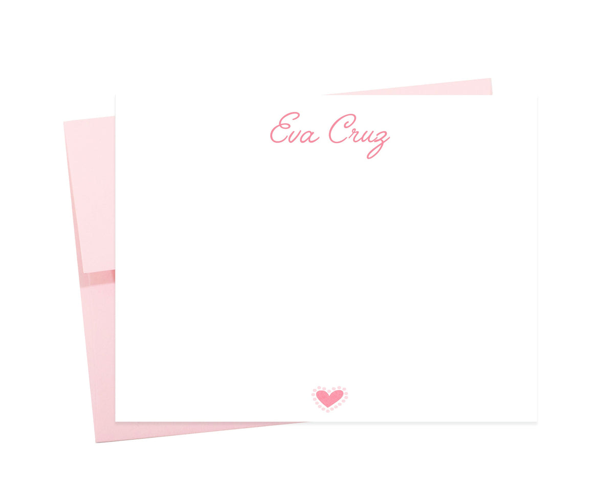 Personalized Cute Stationary Set for Girls, Birthday Thank You Card With Heart, Back to School Gift Notes, Stationery With Return Address