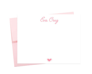 Personalized Cute Stationary Set for Girls, Birthday Thank You Card With Heart, Back to School Gift Notes, Stationery With Return Address
