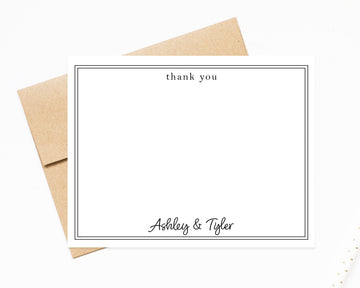 Personalized Classic Border Stationery Note Cards, Stationary For Women, Thank you Flat Cards, Personalized Notecards, Gift for Couples