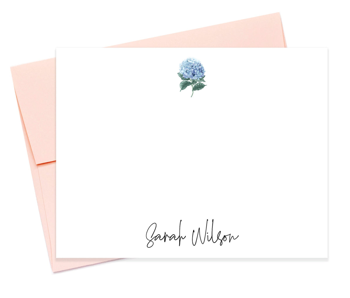 Personalized Floral Hydrangea Stationery Note Cards With Envelopes, Blank Notecards With Envelopes, Desk Stationery Set For Business