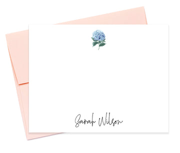 Personalized Floral Hydrangea Stationery Note Cards With Envelopes, Blank Notecards With Envelopes, Desk Stationery Set For Business