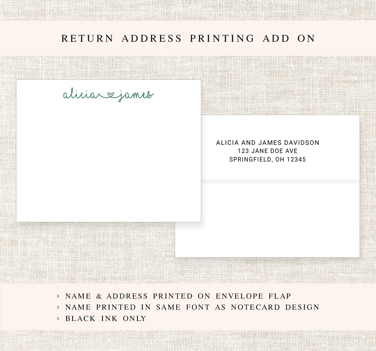 Personalized Stationery for couple with hearts, Thank you notes, Personalized wedding thank you, Family Notecard, Bride and groom stationary