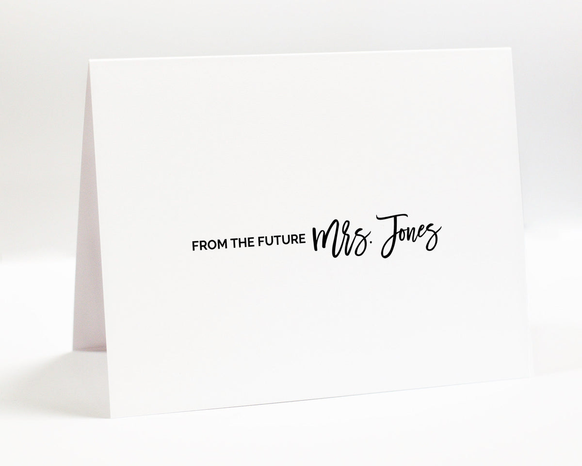 Personalized Note Cards for Bride To Be, from the Future Mrs Stationery Cards with Envelope, Bridal Stationery Set for Mrs, Set of 10 Cards